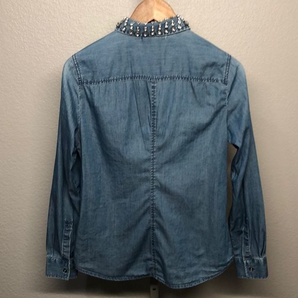 Michael Kors Chrystal-Collar Denim Shirt - Picture 5 of 7